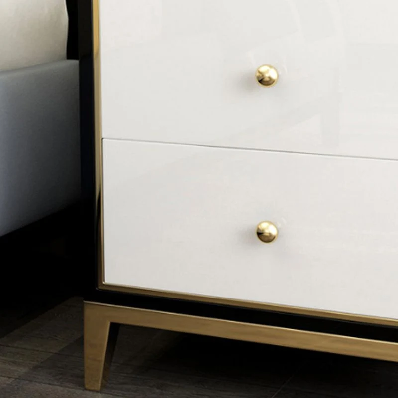 Mesita de noche con 2 cajones, mesita de noche glamorosa de madera maciza de 19,67" de alto Blanco Clearhalo
