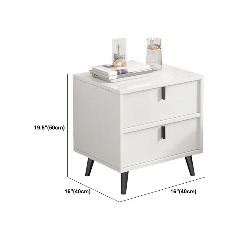 Mesita de noche con cajones modernos incluidos, mesa de noche de madera fabricada para dormitorio Blanco Clearhalo