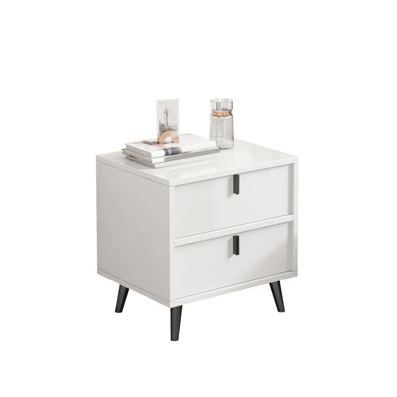 Mesita de noche con cajones modernos incluidos, mesa de noche de madera fabricada para dormitorio Blanco Clearhalo