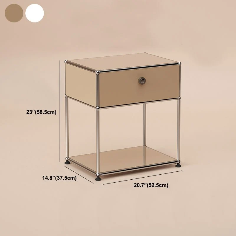 Mesita de noche con cama de metal, mesita de noche contemporánea con cajón Cafe Clearhalo