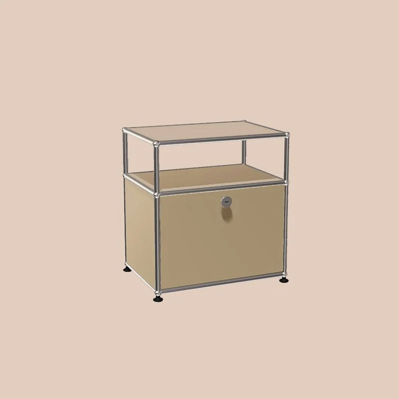 Mesita de noche con cama de metal, mesita de noche contemporánea con cajón Cafe Clearhalo