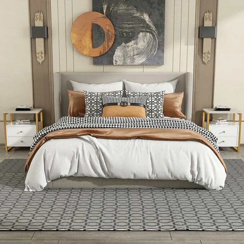 Mesita de noche con cama de piedra, mesa decorativa Glam, mesita de noche para dormitorio Clearhalo