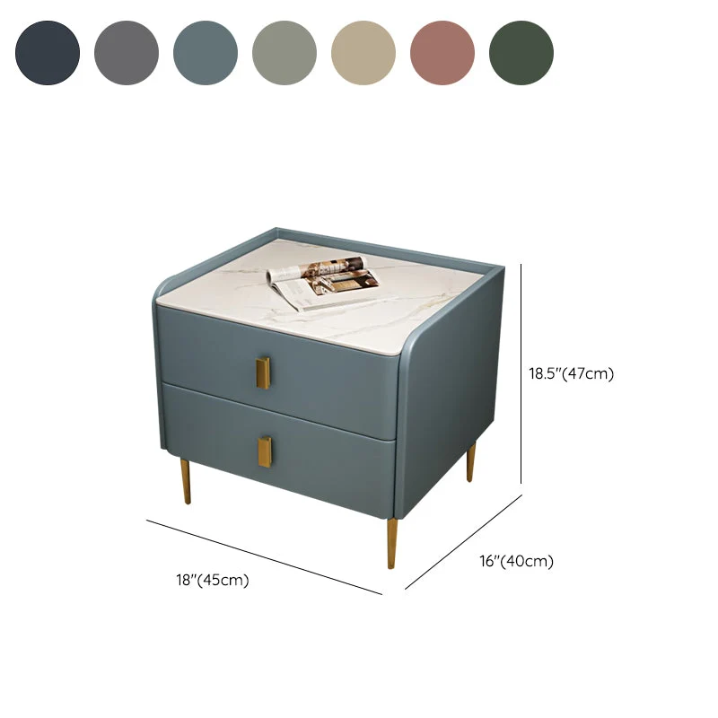 Mesita de noche con cama de piedra, mesa decorativa Glam, mesita de noche con 2 cajones Verde Clearhalo