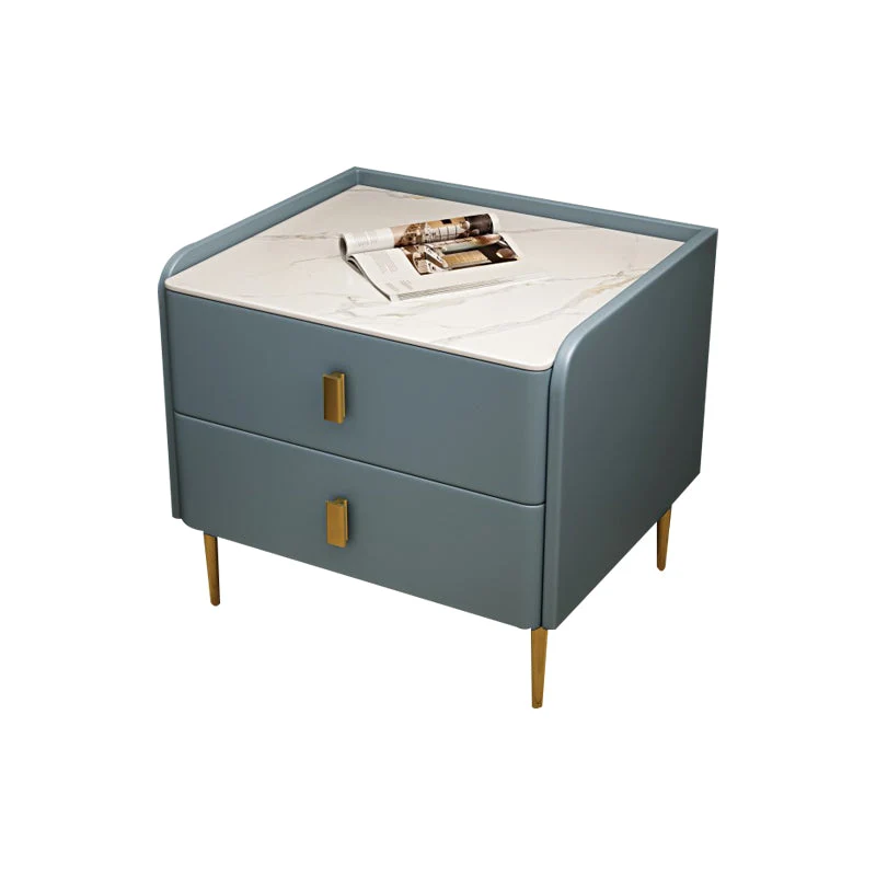 Mesita de noche con cama de piedra, mesa decorativa Glam, mesita de noche con 2 cajones Verde Clearhalo