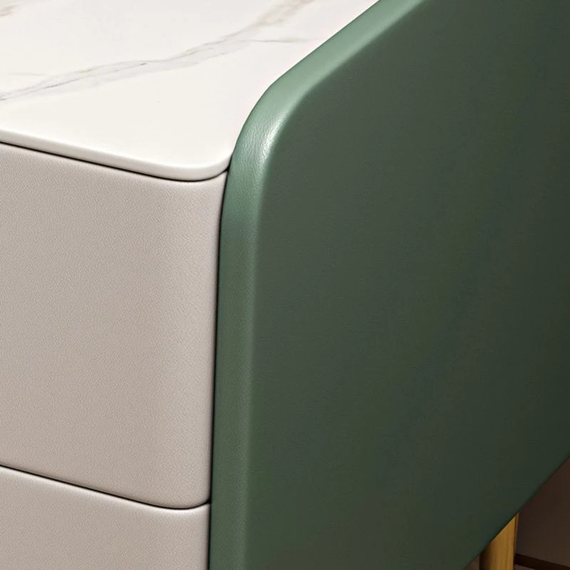 Mesita de noche con cama de piedra, mesa decorativa Glam, mesita de noche con 2 cajones Verde Clearhalo