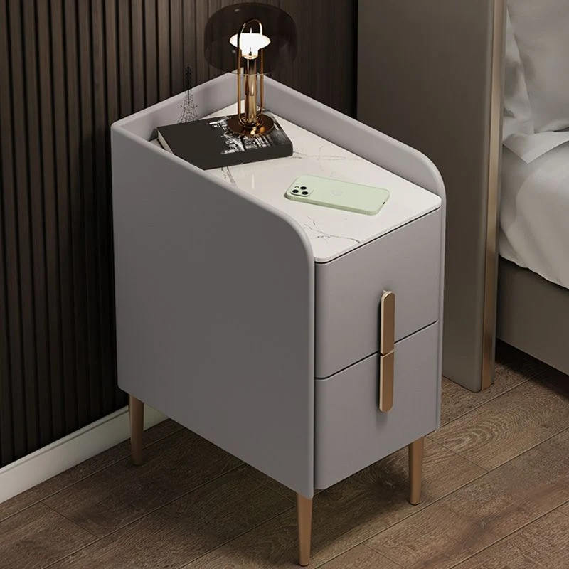 Mesita de noche con cama de piedra, mesita de noche clásica y Glam para dormitorio Gris Clearhalo