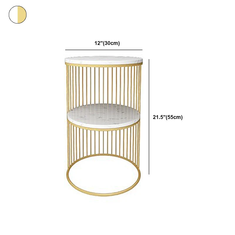 Mesita de noche con cama H de 22 pulgadas, mesa de noche con almacenamiento abierto de metal con tapa de piedra glam Negro...
