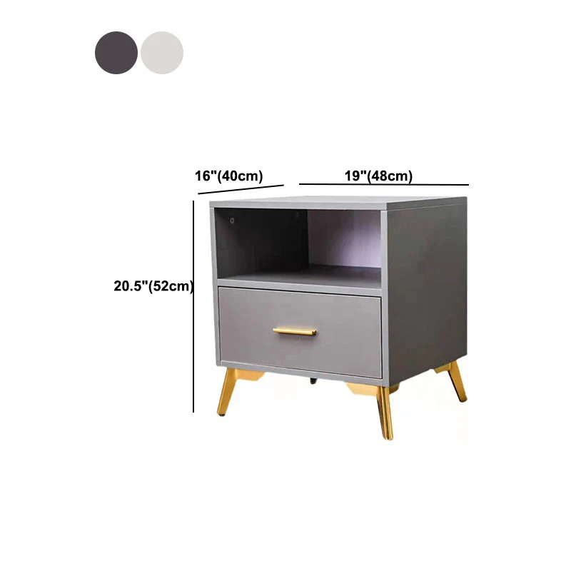 Mesita de noche con mesa decorativa Glam de 20.0 de alto, 2 cajones, mesita de noche con patas Gris Clearhalo