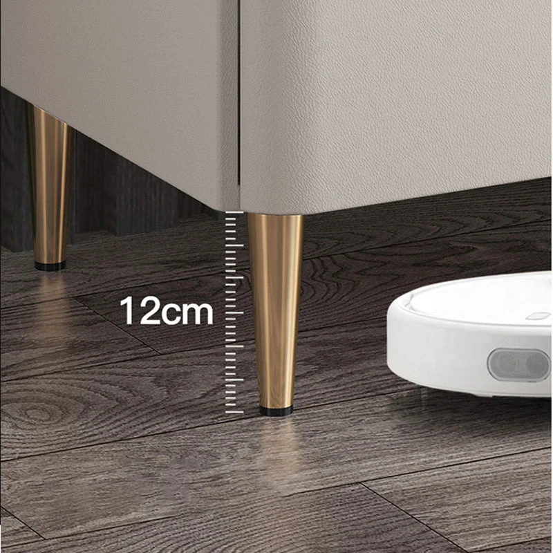 Mesita de noche con patas de mesa doradas, marco de madera maciza, dos cajones, cuero, gris/caqui/beige/azul Gris Clearhalo