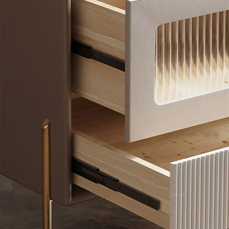 Mesita de noche con tapa de piedra/vidrio de 18,9"/20,5" de altura, mesita de noche moderna de 1/2 cajón Naranja Clearhalo