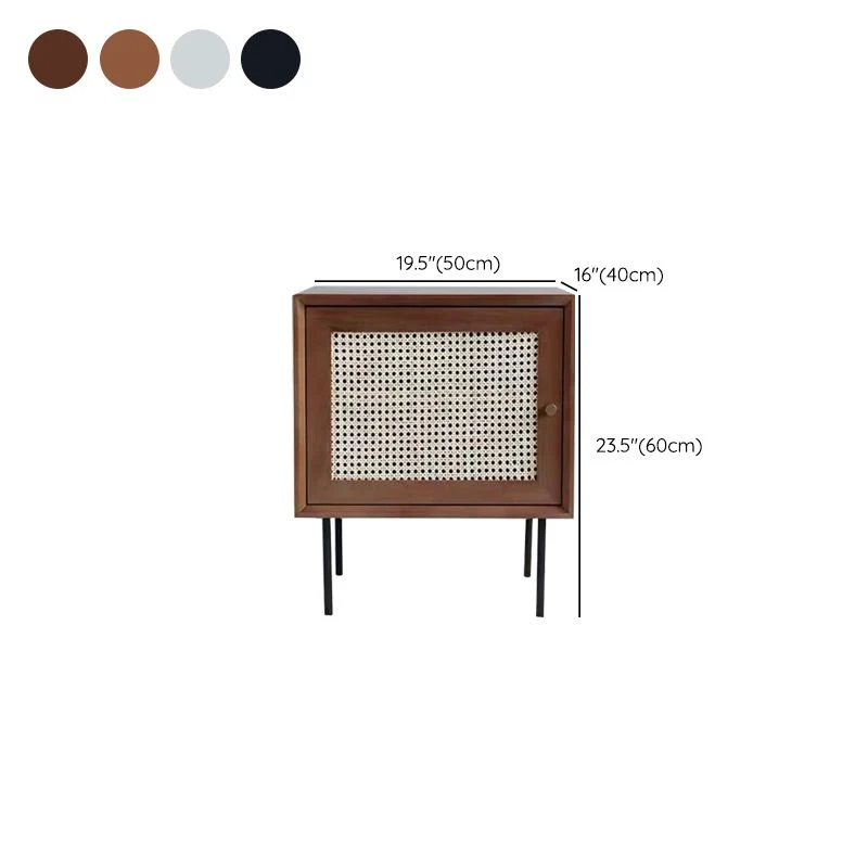 Mesita de noche contemporánea con acabado antiguo, mesita de noche con puertas Blanco Clearhalo