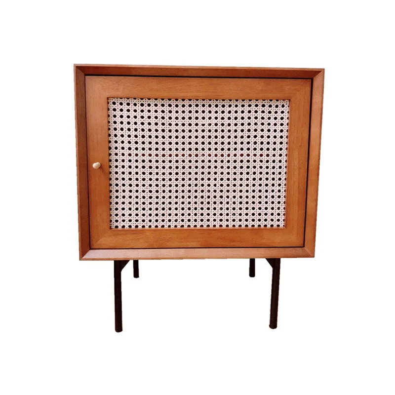 Mesita de noche contemporánea con acabado antiguo, mesita de noche con puertas Blanco Clearhalo