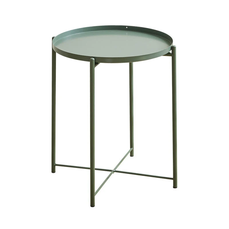 Mesita de noche contemporánea con acabado antiguo y mesa decorativa de metal Negro Clearhalo