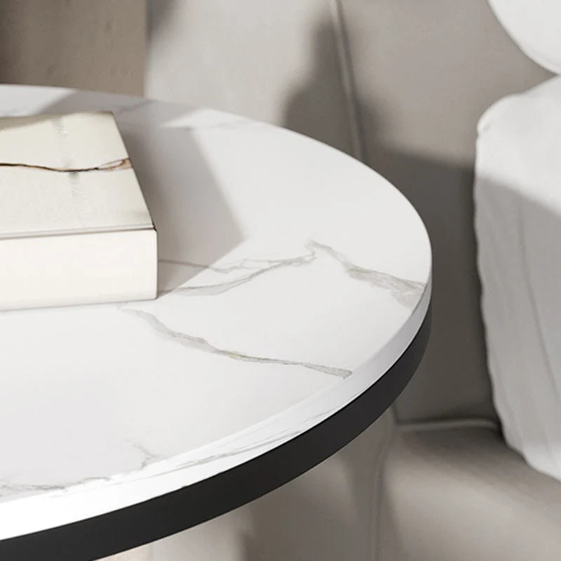 Mesita de noche contemporánea con almacenamiento abierto, mesita de noche con acento de piedra para dormitorio Blanco Clea...