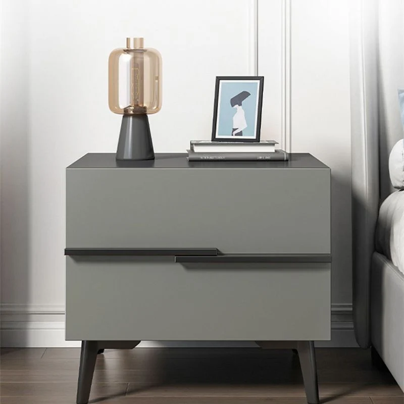 Mesita de noche contemporánea con almacenamiento abierto para dormitorio Gris Clearhalo