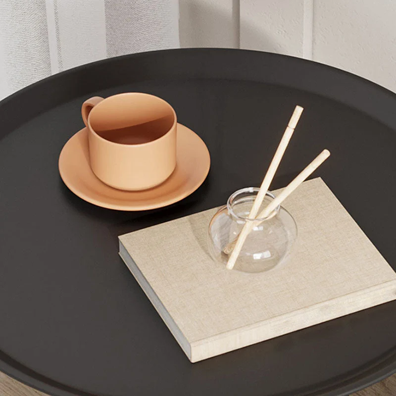 Mesita de noche contemporánea con almacenamiento abierto, mesa decorativa de metal, mesita de noche para dormitorio Naranj...