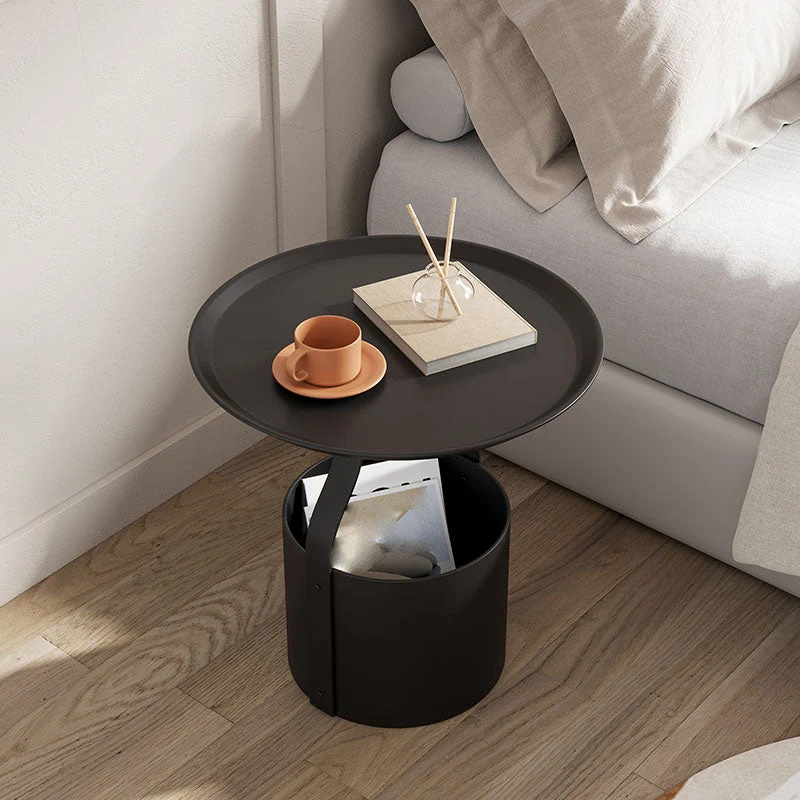 Mesita de noche contemporánea con almacenamiento abierto, mesa decorativa de metal, mesita de noche para dormitorio Naranj...