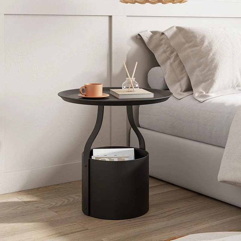 Mesita de noche contemporánea con almacenamiento abierto, mesa decorativa de metal, mesita de noche para dormitorio Naranj...