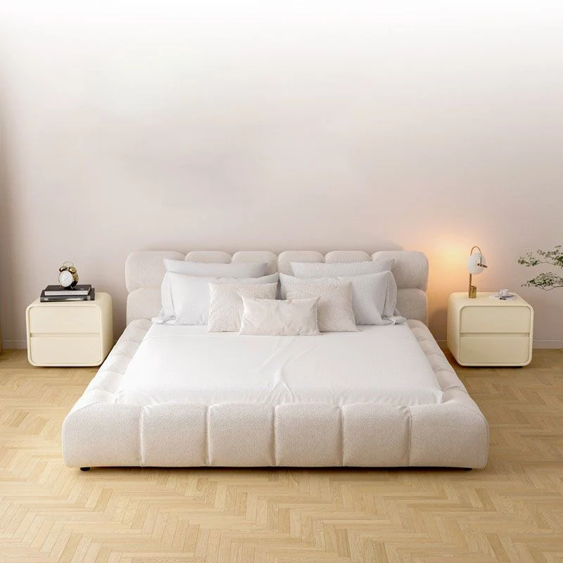 Mesita de noche contemporánea con almacenamiento en cajones, mesa decorativa de pino para dormitorio Gris Clearhalo