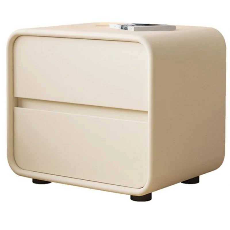 Mesita de noche contemporánea con almacenamiento en cajones, mesa decorativa de pino para dormitorio Gris Clearhalo