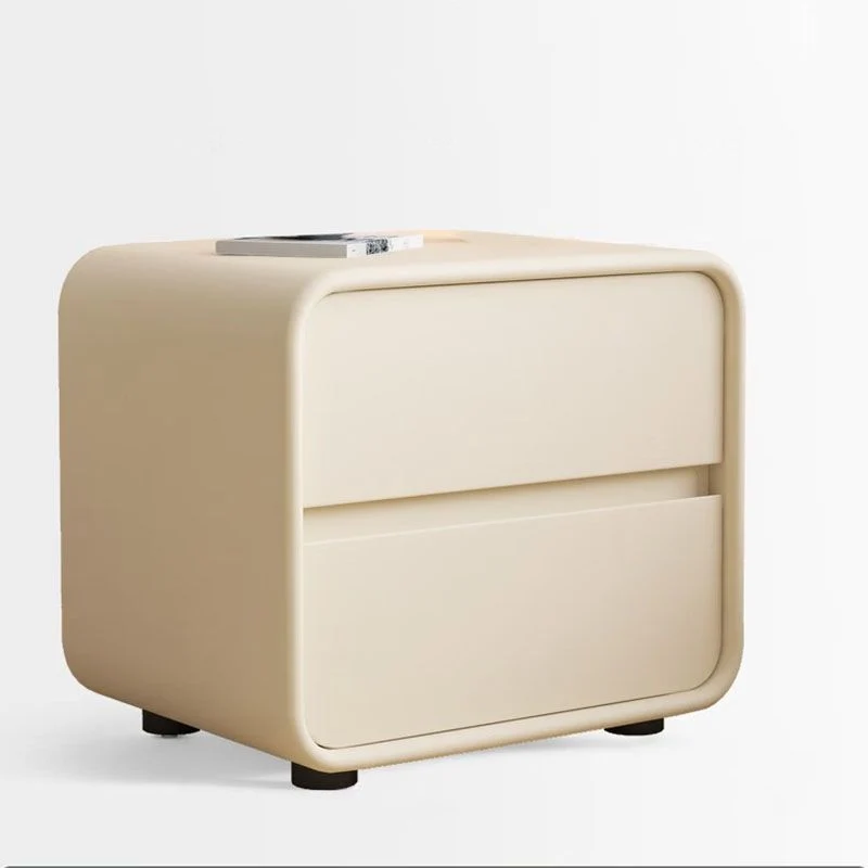 Mesita de noche contemporánea con almacenamiento en cajones, mesa decorativa de pino para dormitorio Gris Clearhalo