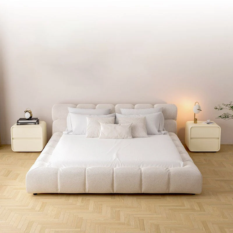 Mesita de noche contemporánea con almacenamiento en cajones, mesa decorativa de pino para dormitorio Gris Clearhalo