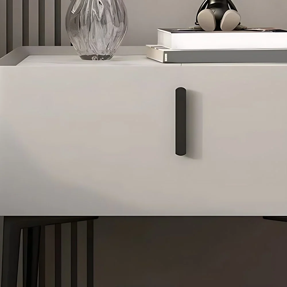 Mesita de noche contemporánea con 1 cajón y acabado antiguo Azul Clearhalo