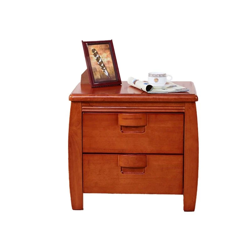 Mesita de noche contemporánea con 2 cajones y acabado antiguo Madera Clearhalo