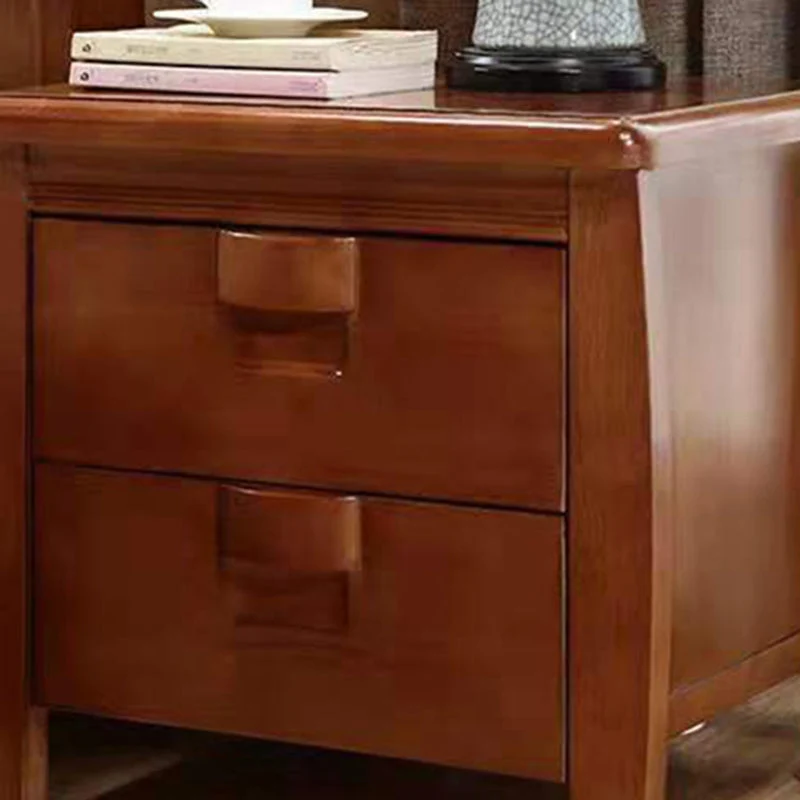 Mesita de noche contemporánea con 2 cajones y acabado antiguo Madera Clearhalo