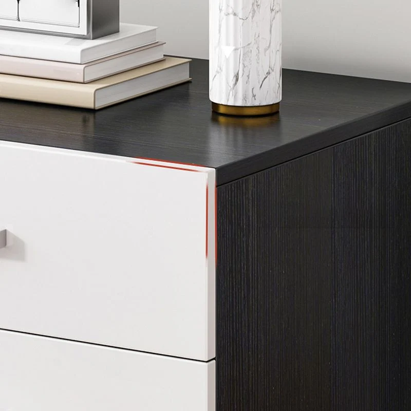 Mesita de noche contemporánea con cajones incluidos Mesita de noche de madera maciza Negro Clearhalo