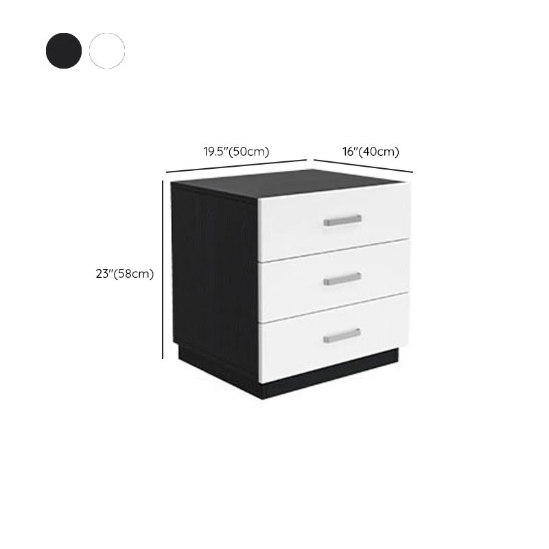 Mesita de noche contemporánea con cajones incluidos Mesita de noche de madera maciza Negro Clearhalo