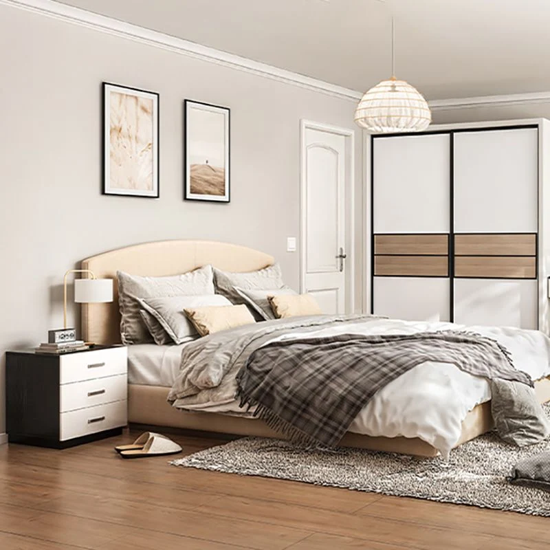 Mesita de noche contemporánea con cajones incluidos Mesita de noche de madera maciza Negro Clearhalo