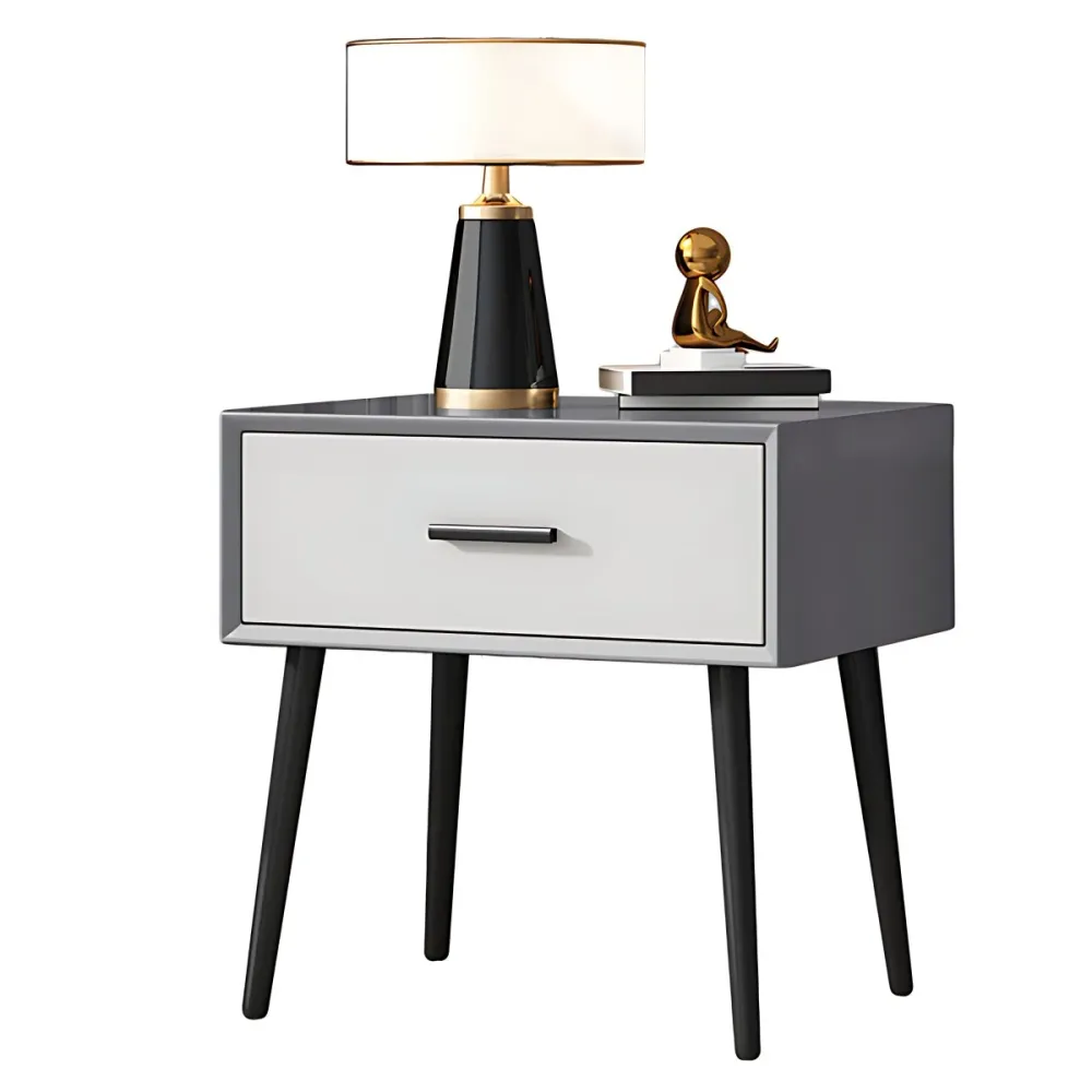 Mesita de noche contemporánea con 4 patas para el hogar Gris Clearhalo