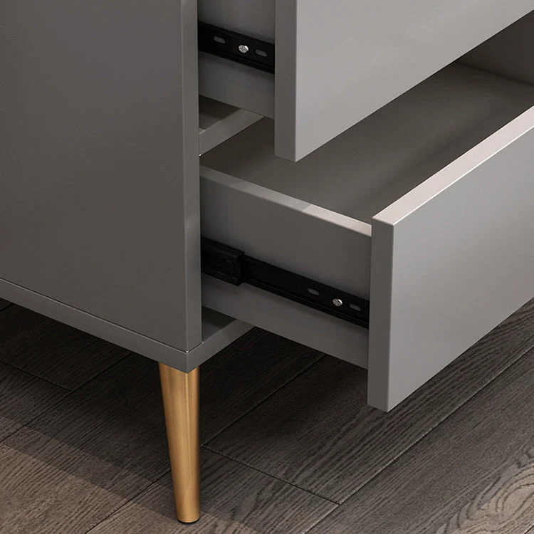 Mesita de noche contemporánea de madera con acento de 21,65 pulgadas de alto con 2 cajones Blanco Clearhalo