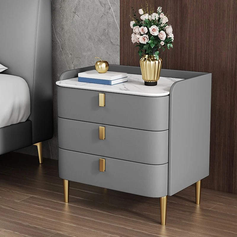 Mesita de noche contemporánea de madera con cajón y almacenamiento para dormitorio Blanco Clearhalo