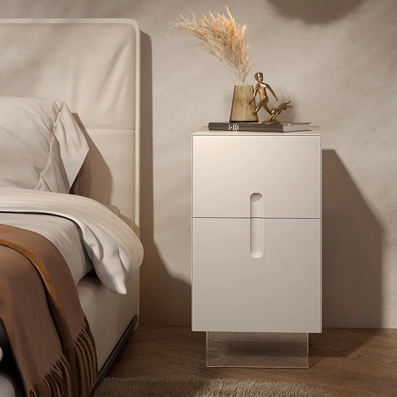 Mesita de noche contemporánea de madera con cajones Blanco Clearhalo