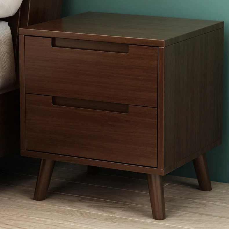 Mesita de noche contemporánea de madera maciza, cajones, cama, mesa de noche, patas incluidas Rojo Clearhalo
