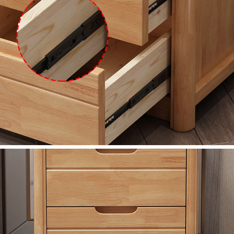 Mesita de noche contemporánea de madera maciza color espresso, mesa de noche de 20" de alto y 2 cajones Rojo Clearhalo