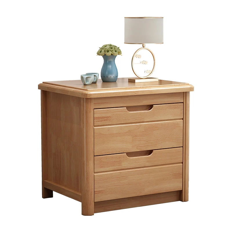Mesita de noche contemporánea de madera maciza color espresso, mesa de noche de 20" de alto y 2 cajones Rojo Clearhalo