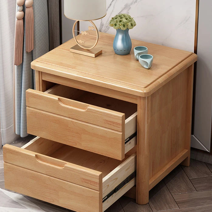 Mesita de noche contemporánea de madera maciza color espresso, mesa de noche de 20" de alto y 2 cajones Rojo Clearhalo