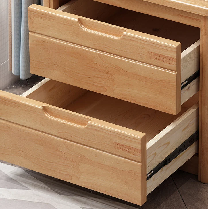 Mesita de noche contemporánea de madera maciza color espresso, mesa de noche de 20" de alto y 2 cajones Rojo Clearhalo