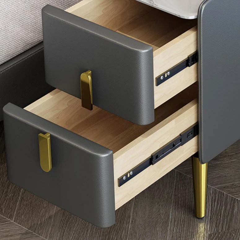 Mesita de noche contemporánea de madera maciza con 3 cajones, 19,7" de alto Azul Clearhalo