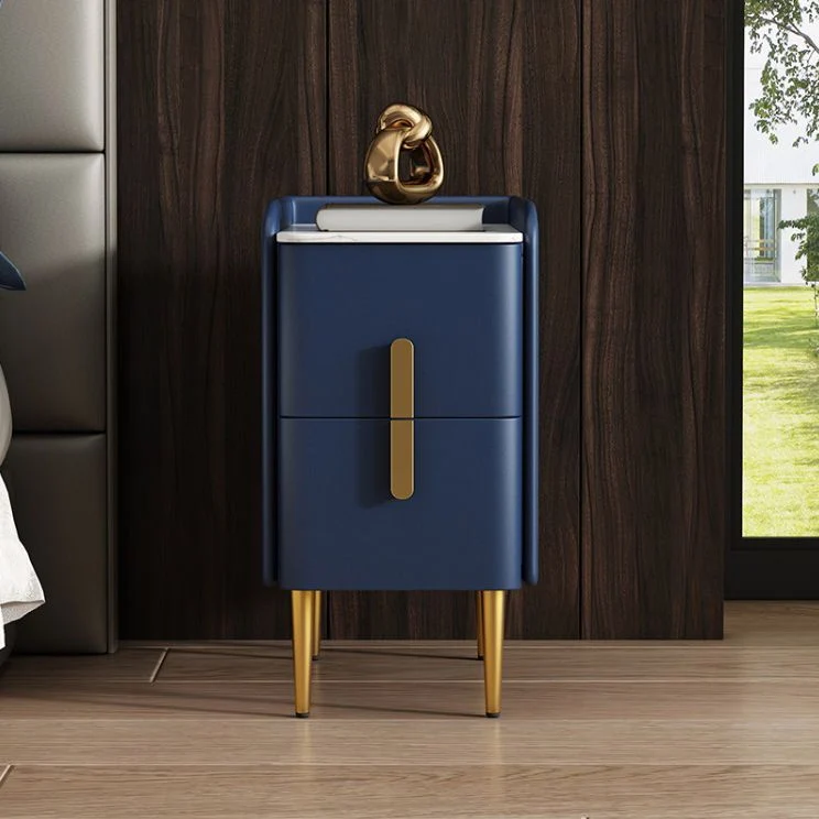 Mesita de noche contemporánea de madera maciza con 3 cajones, 19,7" de alto Azul Clearhalo