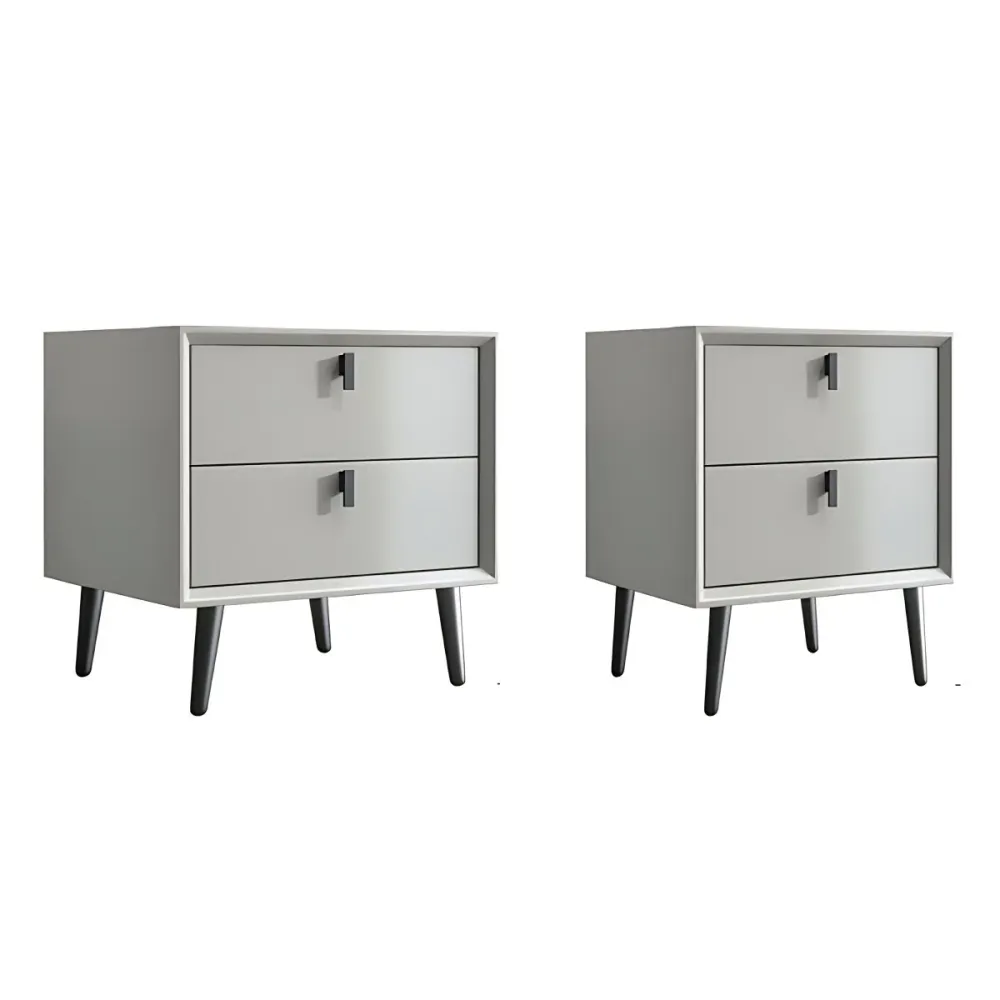 Mesita de noche contemporánea de madera maciza con cajones Blanco Clearhalo