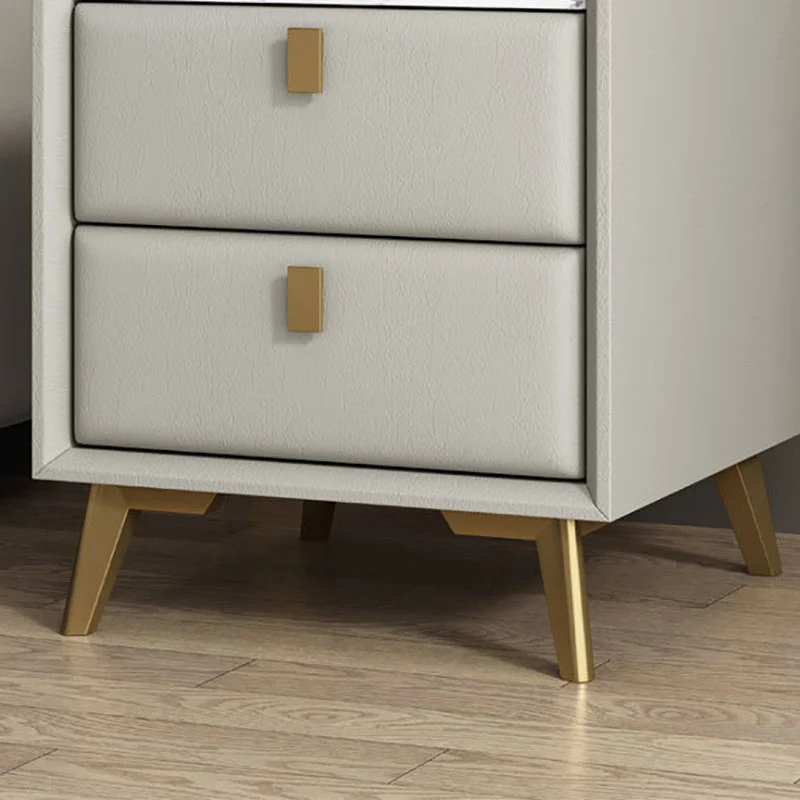 Mesita de noche contemporánea de madera maciza con cajones Blanco Clearhalo