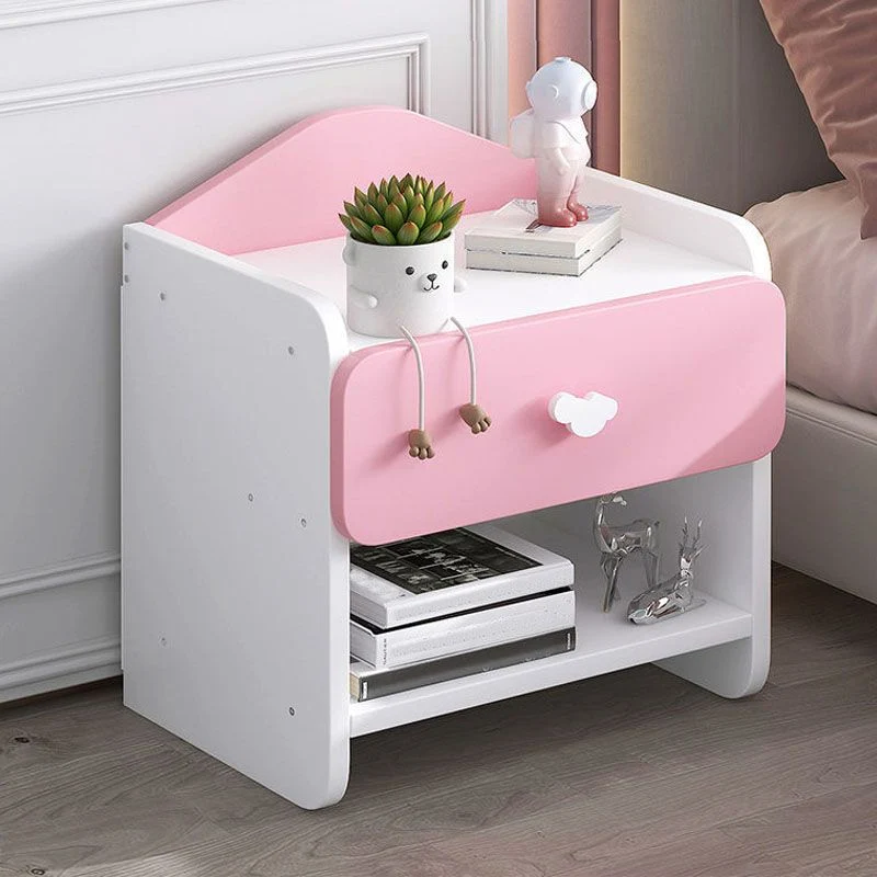 Mesita de noche contemporánea, mesita de noche con estante inferior, mesa de noche para dormitorio Blanco Clearhalo
