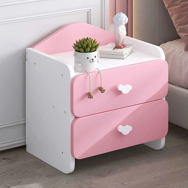 Mesita de noche contemporánea, mesita de noche con estante inferior, mesa de noche para dormitorio Blanco Clearhalo