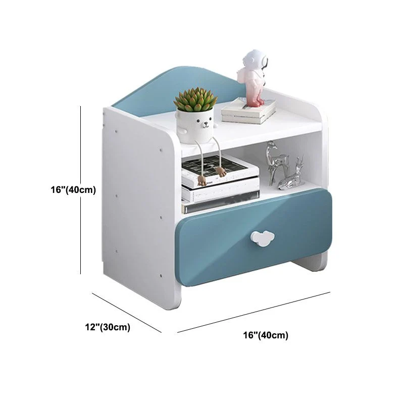 Mesita de noche contemporánea, mesita de noche con estante inferior, mesa de noche para dormitorio Blanco Clearhalo