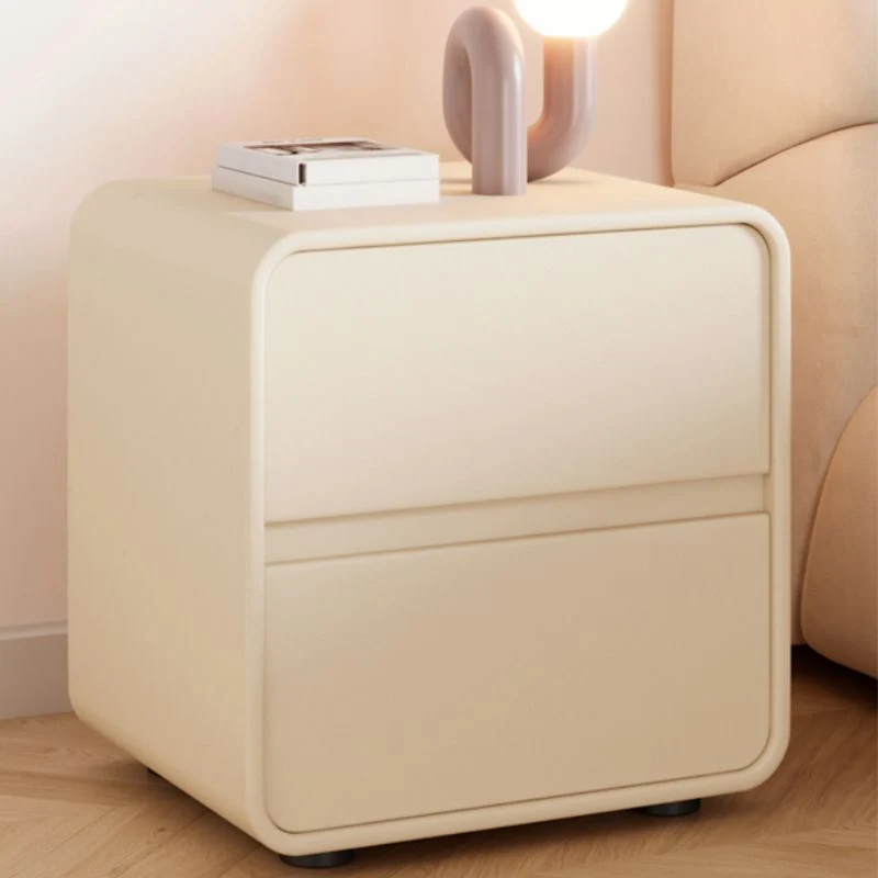 Mesita de noche contemporánea de pino, cajón, almacenamiento, mesa decorativa, mesita de noche para dormitorio Blanco Clea...