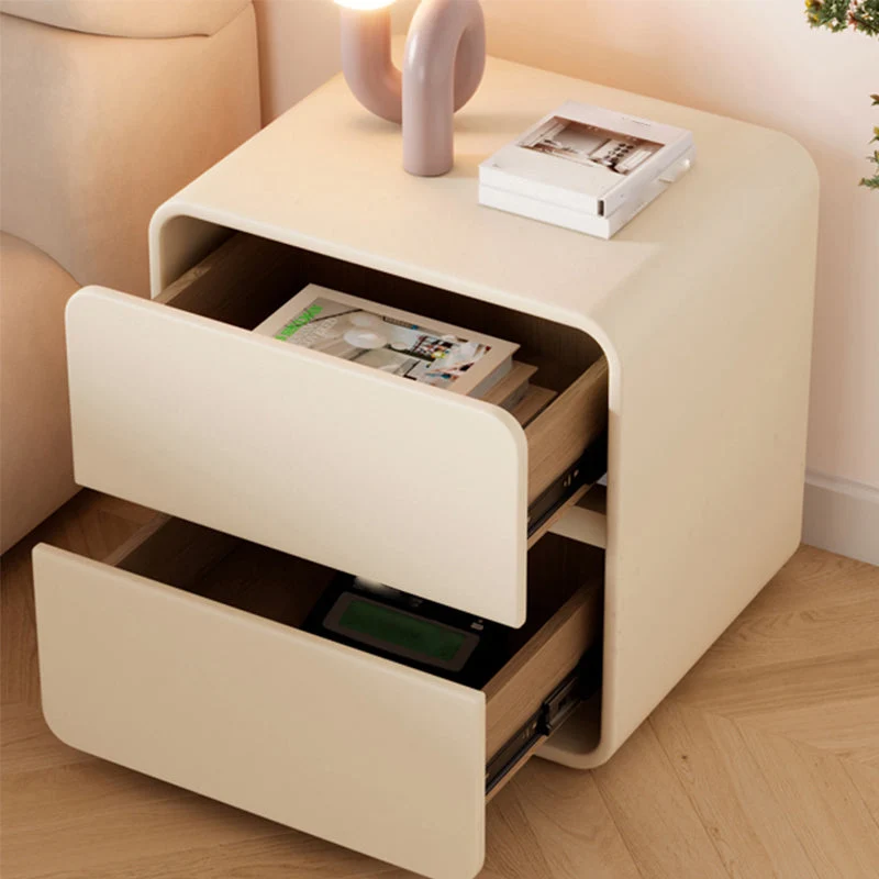 Mesita de noche contemporánea de pino, cajón, almacenamiento, mesa decorativa, mesita de noche para dormitorio Blanco Clea...